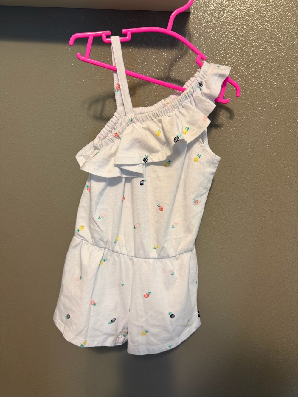 Nautica Girls White Pineapple Print One-Shoulder Romper
